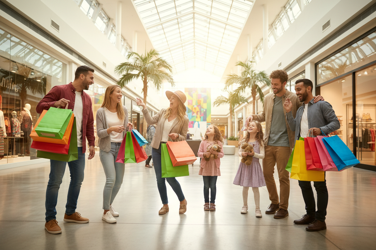 Personas comprando felices